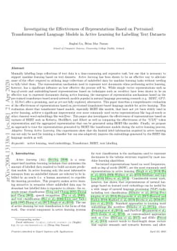 Investigating the Effectiveness of Representations Based on Pretrained
  Transformer-based Language Models in Active Learning for Labelling Text
  Datasets