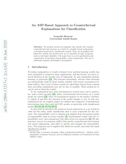 An ASP-Based Approach to Counterfactual Explanations for Classification