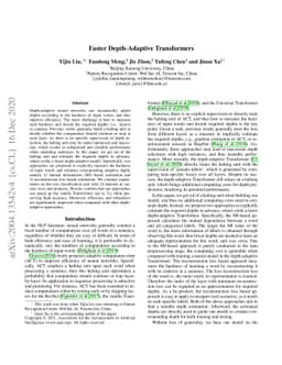 Faster Depth-Adaptive Transformers