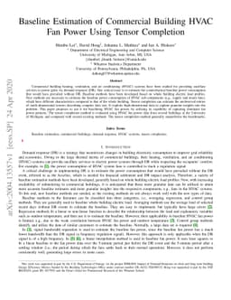 Baseline Estimation of Commercial Building HVAC Fan Power Using Tensor
  Completion
