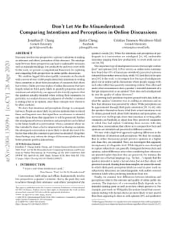 Don't Let Me Be Misunderstood: Comparing Intentions and Perceptions in
  Online Discussions