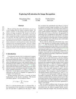 Exploring Self-attention for Image Recognition