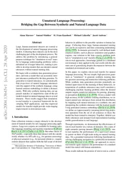 Unnatural Language Processing: Bridging the Gap Between Synthetic and
  Natural Language Data