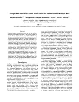 Sample-Efficient Model-based Actor-Critic for an Interactive Dialogue
  Task