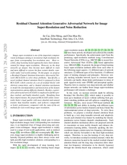Residual Channel Attention Generative Adversarial Network for Image
  Super-Resolution and Noise Reduction