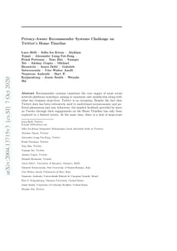 Privacy-Aware Recommender Systems Challenge on Twitter's Home Timeline