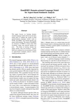 DomBERT: Domain-oriented Language Model for Aspect-based Sentiment
  Analysis