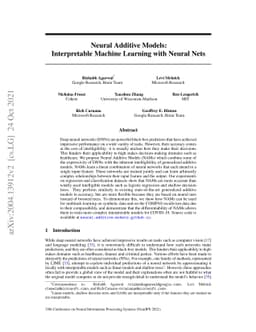 Neural Additive Models: Interpretable Machine Learning with Neural Nets