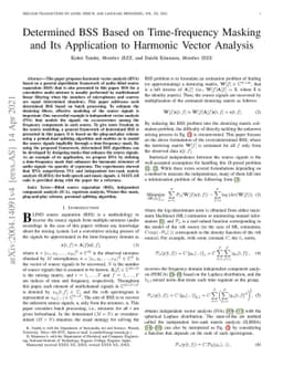 Determined BSS based on time-frequency masking and its application to
  harmonic vector analysis