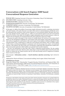 Conversations with Search Engines: SERP-based Conversational Response
  Generation