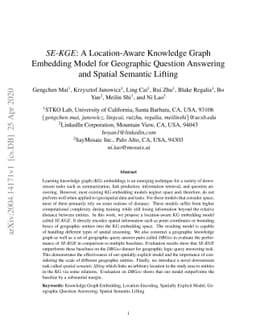 SE-KGE: A Location-Aware Knowledge Graph Embedding Model for Geographic
  Question Answering and Spatial Semantic Lifting