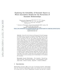 Exploring the Suitability of Semantic Spaces as Word Association Models
  for the Extraction of Semantic Relationships