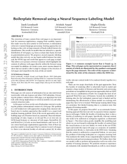 Boilerplate Removal using a Neural Sequence Labeling Model