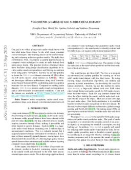 VGGSound: A Large-scale Audio-Visual Dataset
