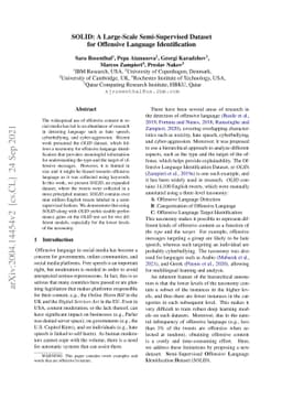 SOLID: A Large-Scale Semi-Supervised Dataset for Offensive Language
  Identification
