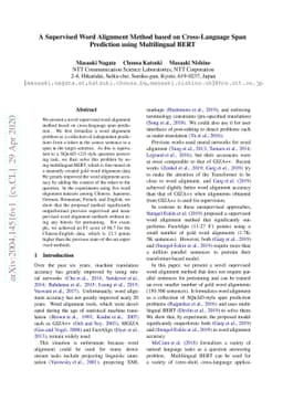 A Supervised Word Alignment Method based on Cross-Language Span
  Prediction using Multilingual BERT