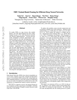 TRP: Trained Rank Pruning for Efficient Deep Neural Networks
