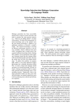 Knowledge Injection into Dialogue Generation via Language Models