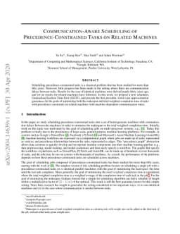 Communication-Aware Scheduling of Precedence-Constrained Tasks on
  Related Machines