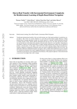 Sim-to-Real Transfer with Incremental Environment Complexity for
  Reinforcement Learning of Depth-Based Robot Navigation