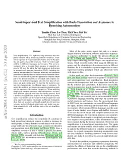Semi-Supervised Text Simplification with Back-Translation and Asymmetric
  Denoising Autoencoders