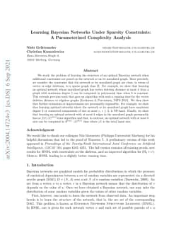 Learning Bayesian Networks Under Sparsity Constraints: A Parameterized
  Complexity Analysis