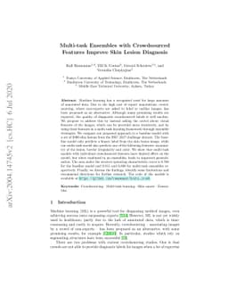 Multi-task Ensembles with Crowdsourced Features Improve Skin Lesion
  Diagnosis