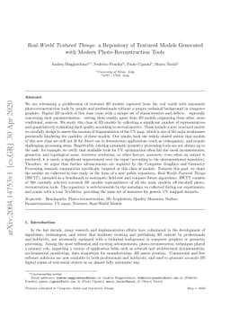 Real-World Textured Things: a Repository of Textured Models Generated
  with Modern Photo-Reconstruction Tools