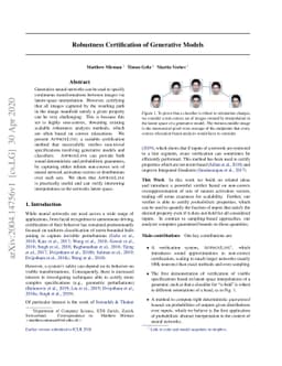 Robustness Certification of Generative Models