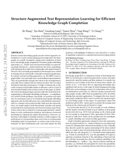 Structure-Augmented Text Representation Learning for Efficient Knowledge
  Graph Completion