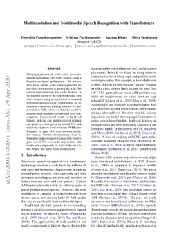 Multiresolution and Multimodal Speech Recognition with Transformers