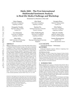 MuSe 2020 -- The First International Multimodal Sentiment Analysis in
  Real-life Media Challenge and Workshop