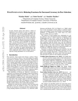 PeerNomination: Relaxing Exactness for Increased Accuracy in Peer
  Selection