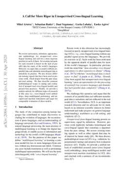 A Call for More Rigor in Unsupervised Cross-lingual Learning