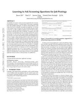 Learning to Ask Screening Questions for Job Postings