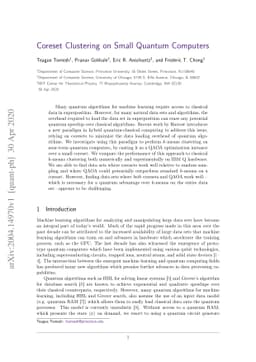 Coreset Clustering on Small Quantum Computers