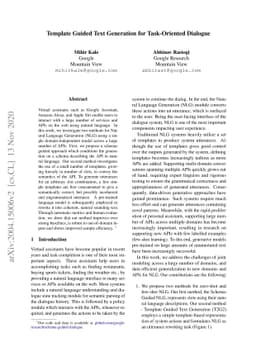 Template Guided Text Generation for Task-Oriented Dialogue