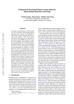 Progressively Pretrained Dense Corpus Index for Open-Domain Question
  Answering