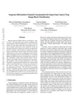 Sequence Information Channel Concatenation for Improving Camera Trap
  Image Burst Classification