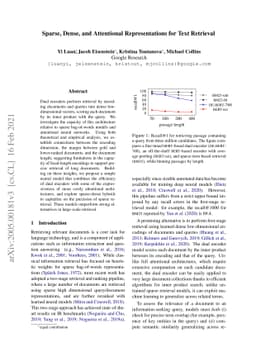 Sparse, Dense, and Attentional Representations for Text Retrieval