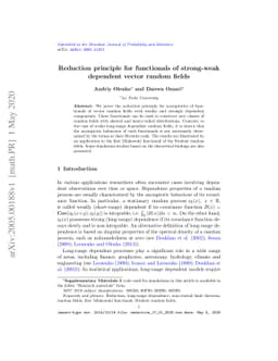 Reduction principle for functionals of strong-weak dependent vector
  random fields