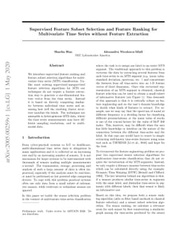 Supervised Feature Subset Selection and Feature Ranking for Multivariate
  Time Series without Feature Extraction