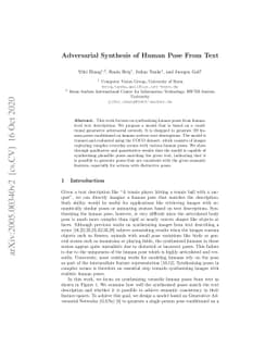 Adversarial Synthesis of Human Pose from Text