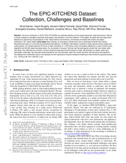 The EPIC-KITCHENS Dataset: Collection, Challenges and Baselines