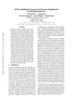 MUSS: Multilingual Unsupervised Sentence Simplification by Mining
  Paraphrases