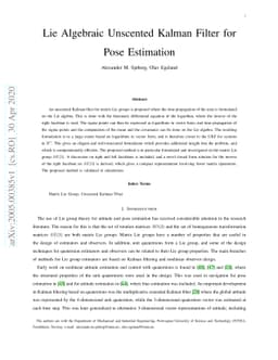 Lie Algebraic Unscented Kalman Filter for Pose Estimation