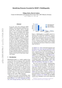 Identifying Necessary Elements for BERT's Multilinguality
