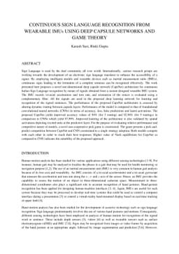 Continuous sign language recognition from wearable IMUs using deep
  capsule networks and game theory