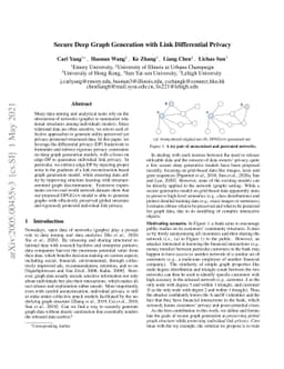 Secure Deep Graph Generation with Link Differential Privacy