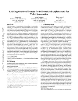 Eliciting User Preferences for Personalized Explanations for Video
  Summaries